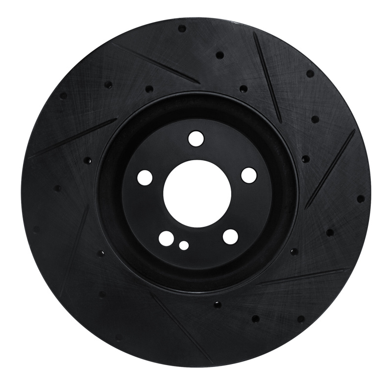 Mercedes-Benz C300 Brake Rotor (1) - Front Left - R1 Concepts - Drilled & Slotted - Black - `15-`23
